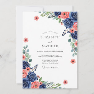 Invitation Noces de Bliss botanique corail marine