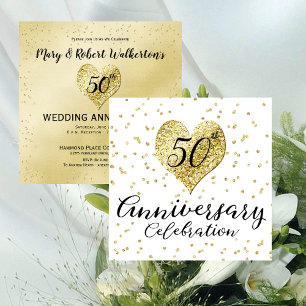 Invitation Noces de confetti d'or du 50e anniversaire