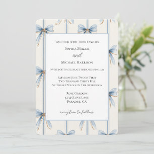 Invitation Noces de Crème aux Rubans Bleus