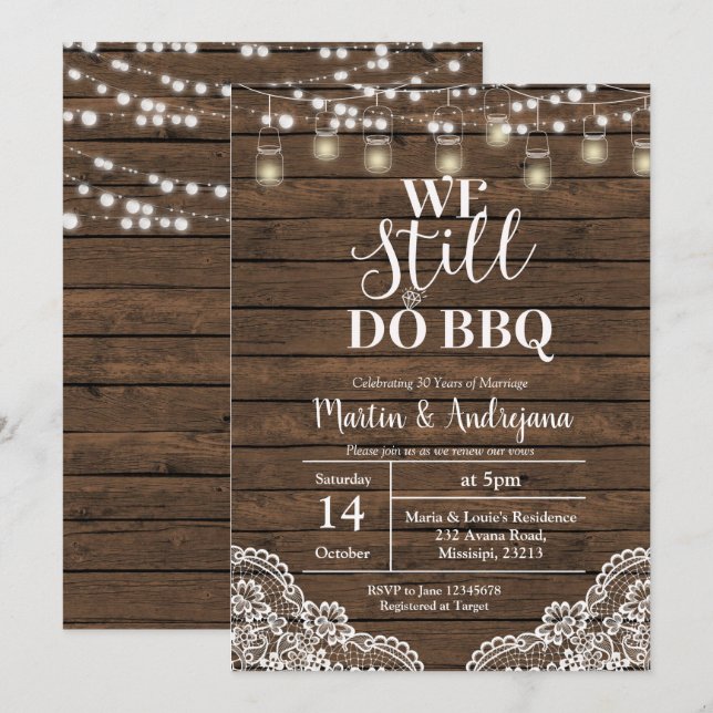 Invitation Noces de dentelle Nous faisons toujours l'annivers (Devant / Derrière)