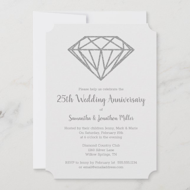 Invitation Noces de diamant 60 ans de mariage (Devant)