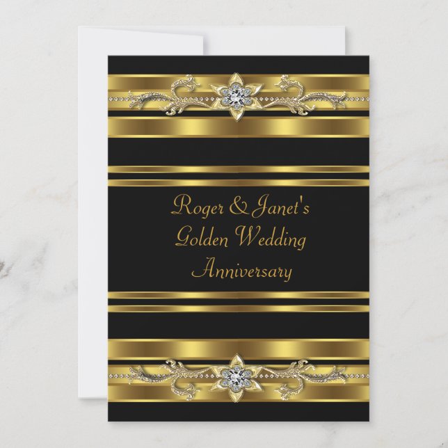 Invitation Noces de diamants d'or Élégant 50e anniversaire de (Devant)