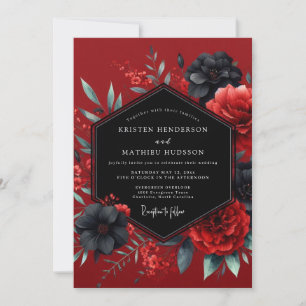 Invitation Noces de flore gothique cramoisie