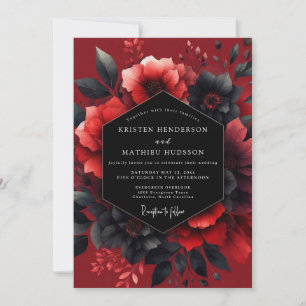 Invitation Noces de flore passionnée cramoisie