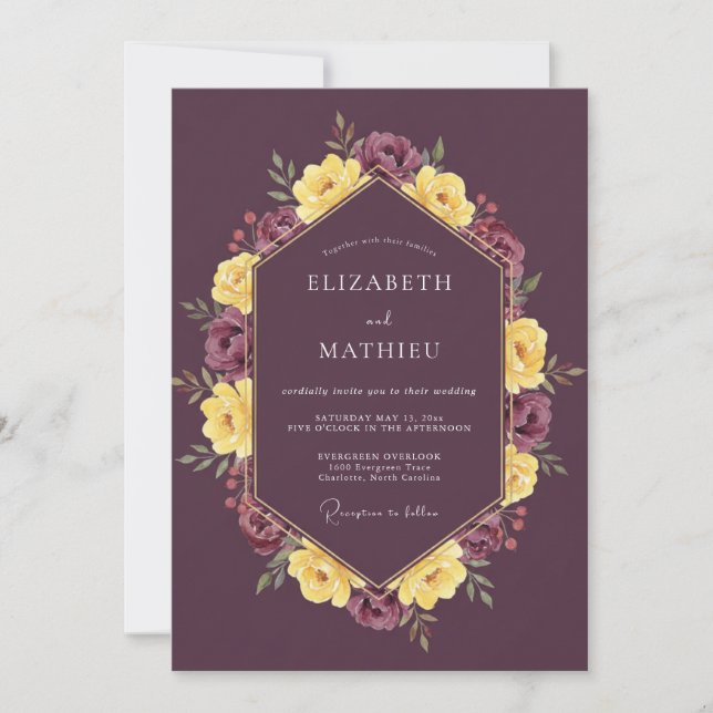 Invitation Noces de la récolte de prunes lustrées (Devant)