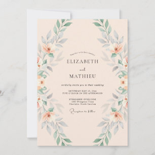 Invitation Noces de l'Arche Verdoyante de Fleur de Pêcher