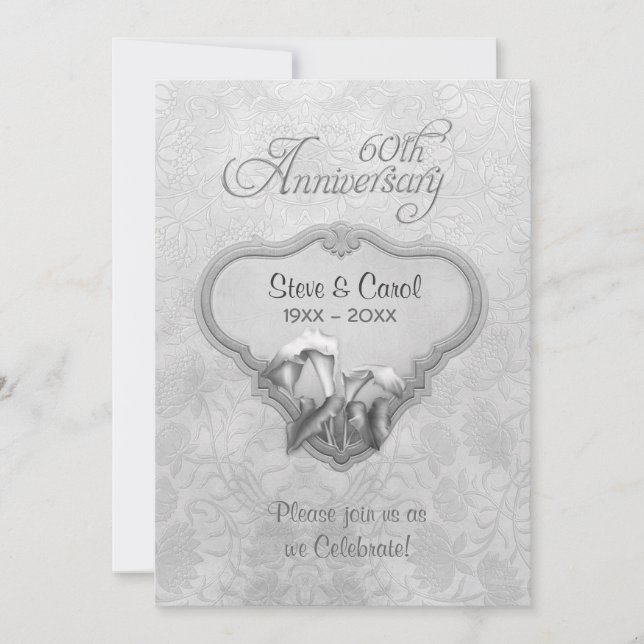 Invitation Noces de mariage 60 ans Silver Calla (Devant)