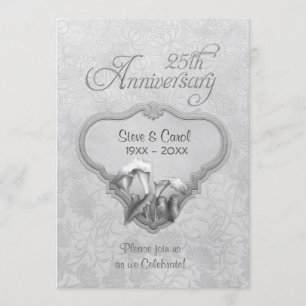 Invitation Noces de Mariage Argent Calla 25ème Anniversaire d