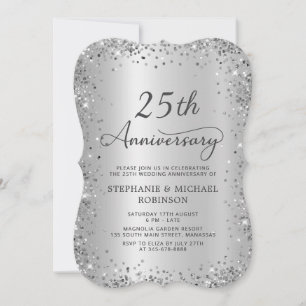 Invitation Noces de Mariage Argentées 25 Ans