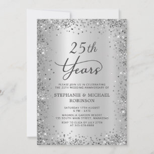 Invitation Noces de Mariage Argentées 25 Ans