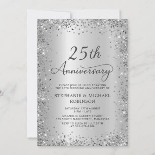 Invitation Noces de Mariage Argentées 25 Ans