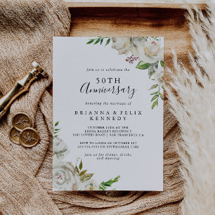 Invitation Noces de Mariage Fleur de Pivoine Blanche d'Hiver 