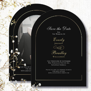 Invitation Noces de Mariage Or Noir Arch Blanc Enregistrer la