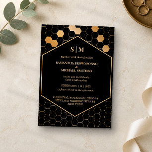 Invitation Noces de Miel de Nid d'Abeille Noir