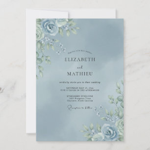 Invitation Noces de pétale d'azur en acier