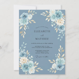 Invitation Noces de Pivoine Crème d'Acier
