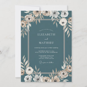 Invitation Noces de Pivoine Feuillue en Acier