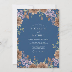 Invitation Noces de Pivoine Mauve Doux Ardoise