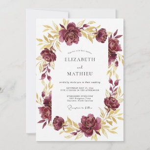 Invitation Noces de Pivoine Ocre Pourpre