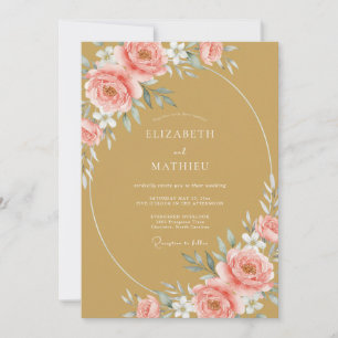 Invitation Noces de Pivoine Rouge Ocre