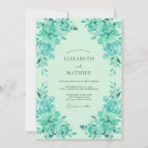 Invitation Noces de Pivoine Turquoise Mousse de Mer