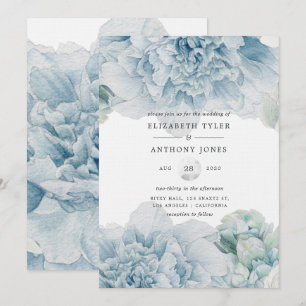 Invitation Noces de Pivoines Bleues