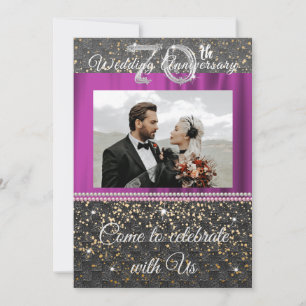 Invitation Noces de platine et perles 70e anniversaire de mar