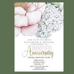 Invitation Noces de porcelaine Rose Pivoine Rougeâtre