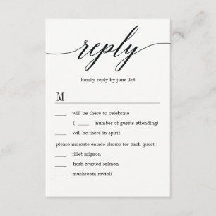 Invitation Noces de script moderne RSVP avec options de menu