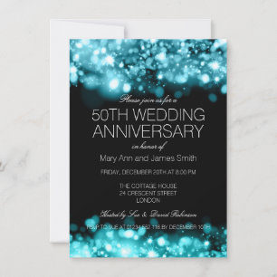 Invitation Noces de turquoise avec lumières scintillantes
