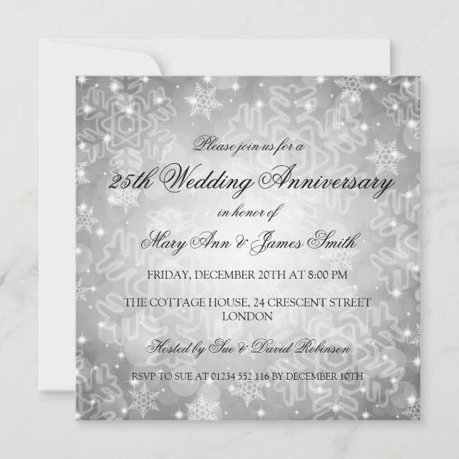 Invitation Noces d'hiver Anniversaire de mariage Festif Bokeh (Devant)