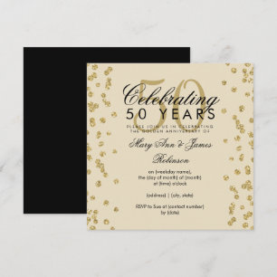 Invitation Noces d'or 50 ans de mariage Confetti paillettes d