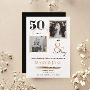 Invitation Noces d'Or Alors & Maintenant 50 ans