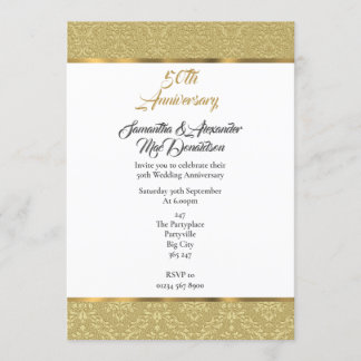 Invitation Noces d'or damassé 50e anniversaire de mariage