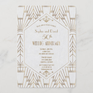 Invitation Noces d'or et de blanc Gatsby le Magnifique Mariag