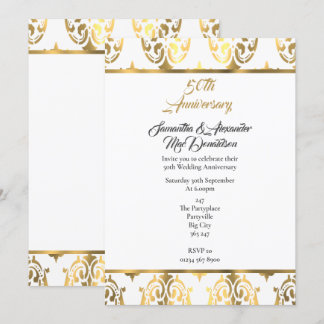 Invitation Noces d'or et de damas pour le 50e anniversaire de