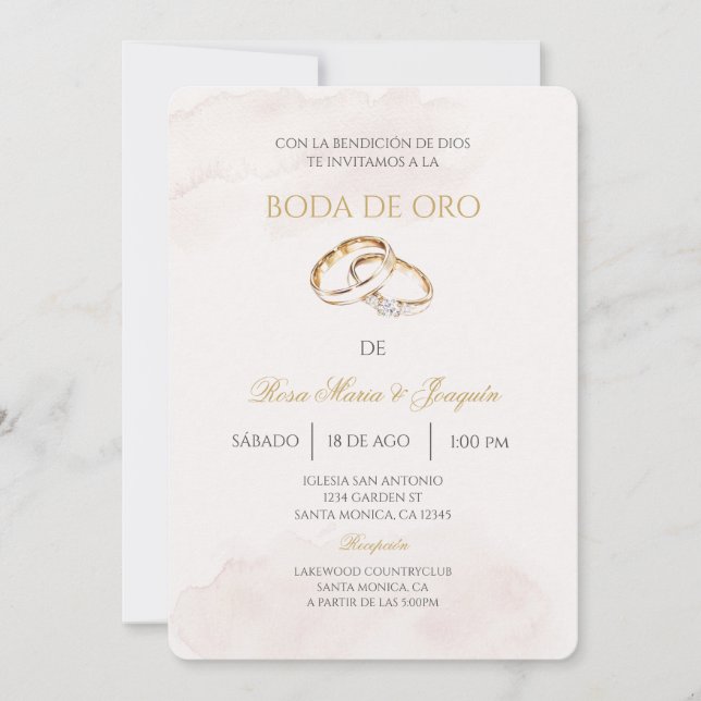 Invitation Noces d'or modifiables (Devant)