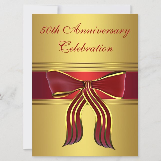 Invitation Noces d'or Rouge Arc d'Or 50e Anniversaire de Mari (Devant)