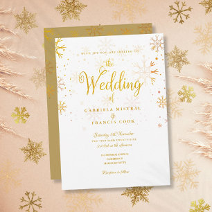 Invitation Noces élégantes de script d'hiver de flocons de ne