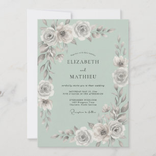 Invitation Noces Eucalyptus au feuillage argenté de couleur é