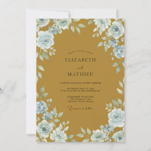 Invitation Noces Eucalyptus au feuillage bleu acier ocre