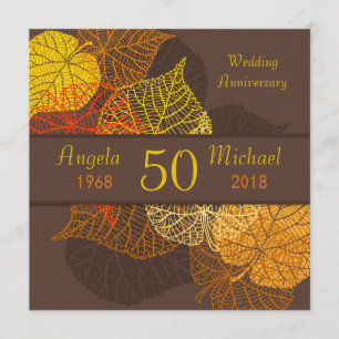 Invitation Noces feuilles d'automne dorées