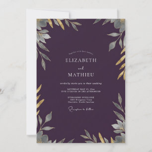 Invitation Noces Feuilles de Champagne au Plum