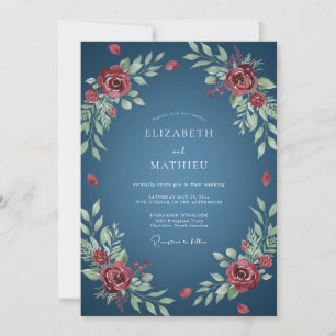 Invitation Noces Feuilles de Sable Écarlate
