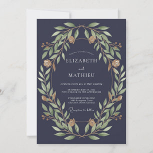 Invitation Noces Feuillues de Slate Doré