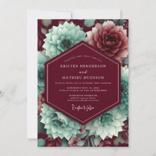 Invitation Noces Fleurie Aquamarine Claret