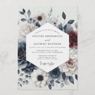 Invitation Noces Fleurie Burgundy Slate