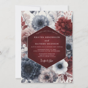 Invitation Noces Fleurie de Nocturne Cramoisi
