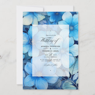 Invitation Noces Fleurie Teintes de Bleu