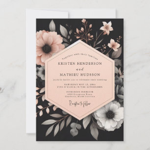 Invitation Noces Fleuries Lumineuses Pêche Charbon